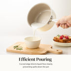 Redchef Ceramic Sauce Pan with Lid, 2.5QT Small Saucepan, Nonstick Cooking Pot with Stay-Cool Handle, Kitchen Non Toxic Soup Pot, PTFE & PFOA Free, Oven Dishwasher Safe, Compatible All Stovetops-Beige
