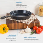 Viking Cast Iron Skillet, 10 Inch Enameled Frying Pan, Kitchen Cookware, Charcoal