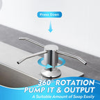 CREA Chrome Built-in Soap Dispenser for Kitchen Sink,Stainless Steel Kitchen Dish Soap Dispenser Pump,in Counter Soap Dispensers Under Sink Mouted Set 39" Tube 17oz Large Bottle