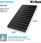 Kraus Self-Draining Silicone Dish Drying Mat and Silicone Soap Dish Holder for Bathroom or Kitchen Counter in Black, KDM-10-05BL