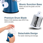 Geedel Rotary Cheese Grater, Kitchen Mandoline Vegetable Slicer with 3 Interchangeable Blades, Easy to Clean Rotary Grater Slicer for Fruit, Vegetables, Nuts