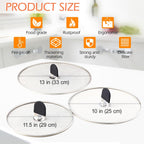 Snowyee Grease Splatter Guard, 3PCS Splatter Screen with Silicone Heat Resistant Handle and Stainless Steel Fine Mesh Design for Safe Indoor and Outdoor Cooking (13/11.5/10 inch and 33/29/25cm)