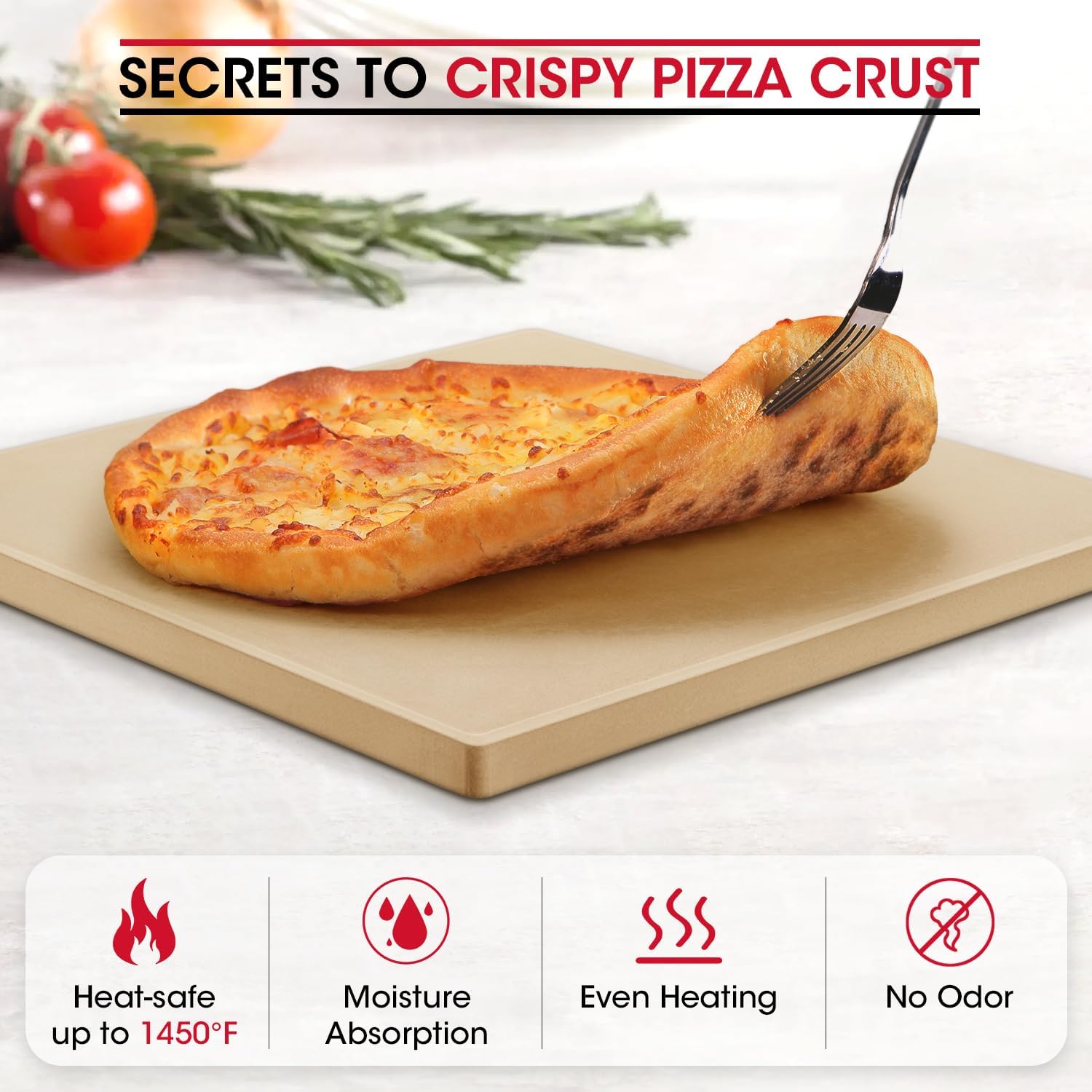 Unicook Pizza Stone 13 Inch, Cordierite Square Baking Stone for Ooni 12 Oven, Ideal for Making Crispy Crust Pizzas Bread and Cookies