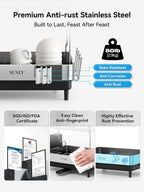 SUNLY 2 Tier Dish Drying Rack, Extra Large Dish Rack, Expandable Dish Racks for Kitchen Counter, Multifunctional Large Dish Drainers for Kitchen Counter, Black