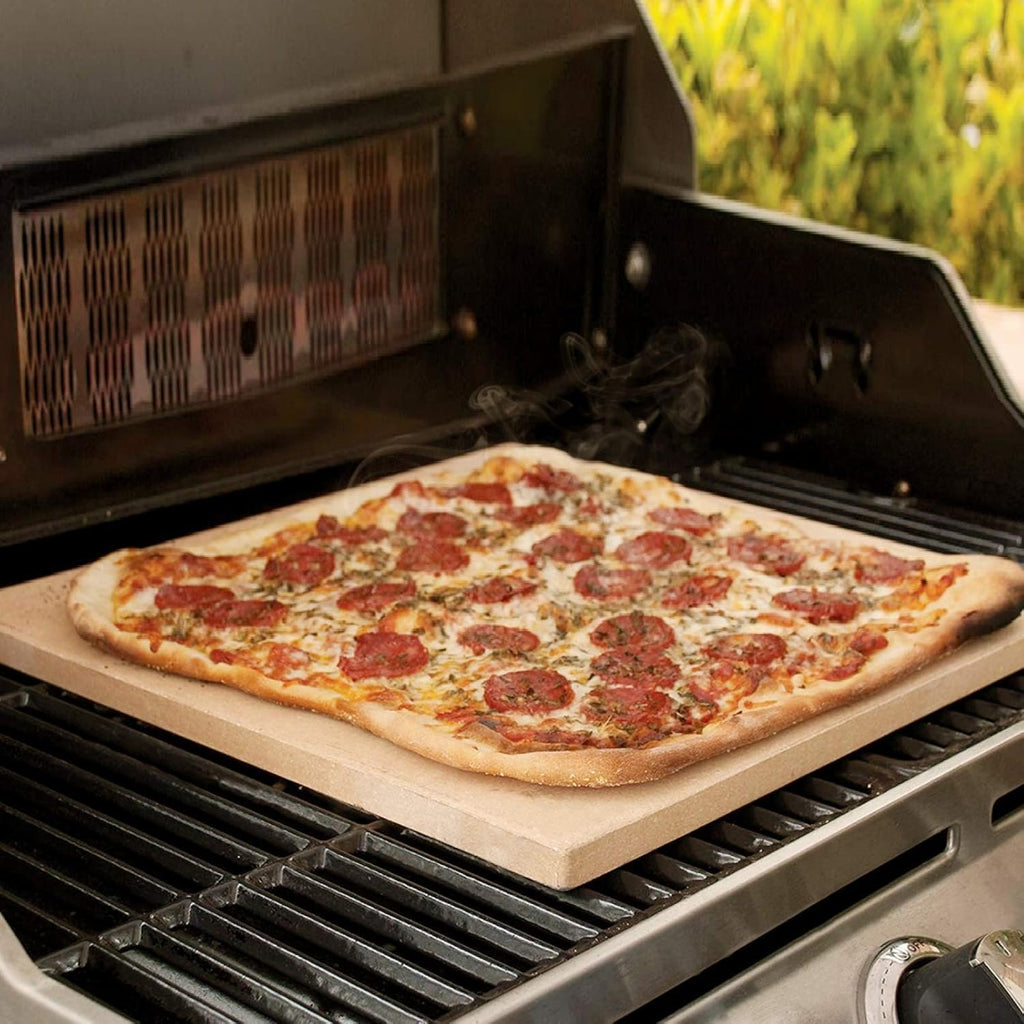Pizza Stone Heavy Duty Ceramic Baking Stone for use in Oven & Gril - Thermal Shock Resistant, Ideal for Baking Pizza, Bread, Cookies, Rectangular Cooking Stone 15x12 Inch. (Bonus Free Scraper)