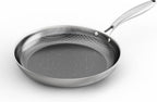 COOKING KING 8-Inch Stainless Steel Pan, Hybrid Nonstick Frying Pan, Skillet, 3-Ply Clad Cookware, Even Heat Distribution, Dishwasher & Oven Safe, with Stay-Cool Handle, Induction Compatible