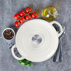 3 Qt Enameled Cast Iron Dutch Oven with Lid, E-far Small Round Nonstick Dutch Oven Pot for Bread Baking Braising Stews Roasting Cooking, Heavy Duty, Induction & Oven Safe - White