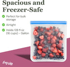 (re) zip Gallon Reusable Bags – BPA-Free, Leak-Proof, 100% Food-Safe PEVA Reusable Gallon Bags for Food Storage, Meal Prep, and Freezer Use, Holds 16 Cups / 128 Fl Oz | 4-Pack (Multi Color)