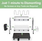 BOOSINY 2 Tier Stainless Steel Dish Drying Rack for Kitchen Counter, Large Dish Dryer Rack for Saving Space, Dish Drainers with Cup Holder & Utensil Holders, Silver