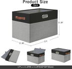 Large Collapsible Fabric Storage Bins with 3 Handles, Foldable Organizer Baskets for Closet, Shelves, Living Room | 3 Pack, Durable PU & Metal Handles (17"x11.8"x11.8", Black & Gray)