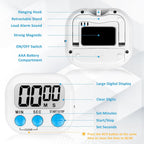 ZILLEEN 6 Pack Kitchen Timers for Cooking Digital Classroom Timers for Teachers Kids White Blue Green