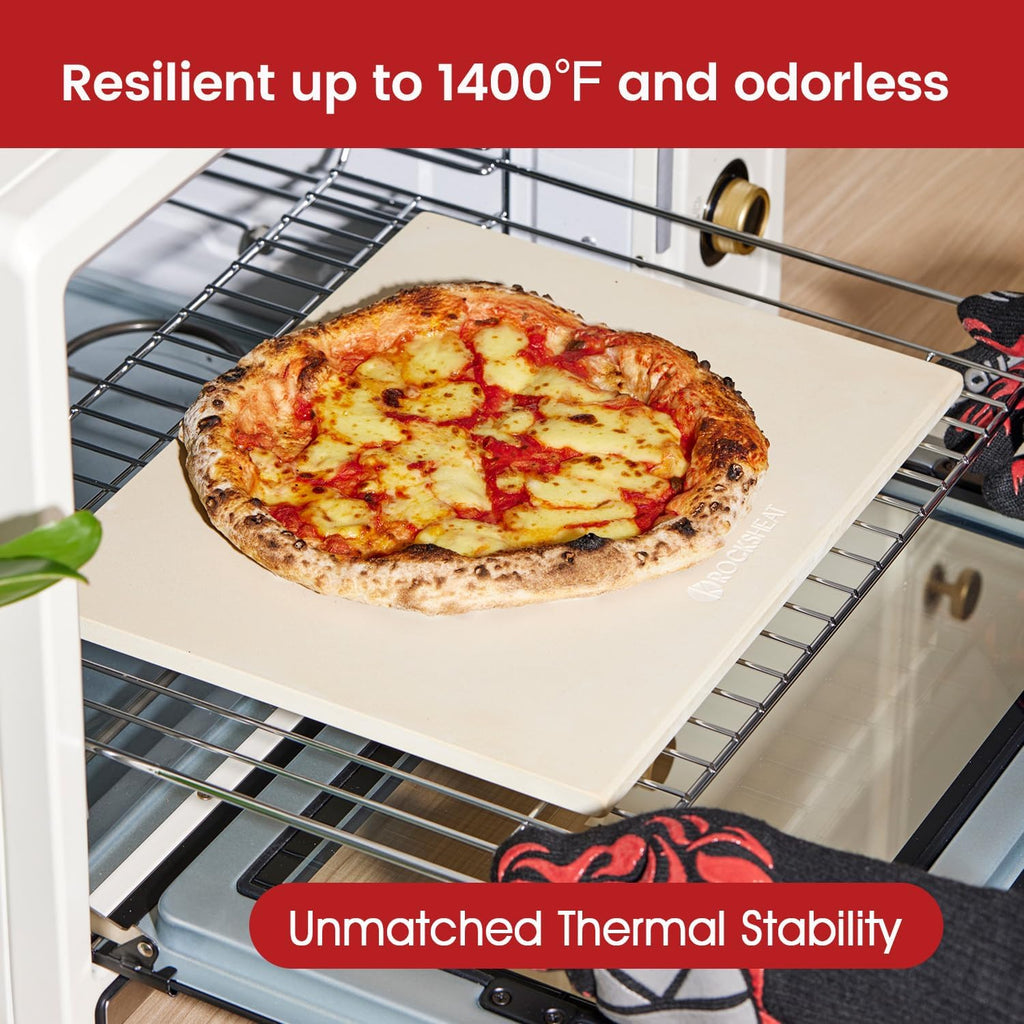 Pizza Stone, Cordierite Pizza Pan for Oven Grill and BBQ, Rectangular Large 15" × 12" Baking Stone for Bread, Thermal Shock Resistant, Durable Cooking Stone