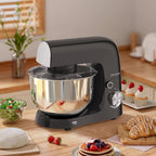Stand Mixer, 5.5 Quart, 10 Speed Tilt-Head Food Mixer, Kitchen Electric Mixer with SS Bowl, Copper Motor, Beater, Dough Hook, SS Egg Whisk (300W Black)