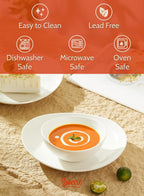 Sweese Porcelain Bowls Set - 6 Pack, 5 Inch, 10 oz for Desserts, Soup, Rice, Microwave Dishwasher Safe, White