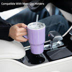Sweejar Ceramic Travel Mug with Lid, 16 oz Portable Coffee Mug, Dishwasher Safe Tea Cup with Infuser, Reusable Teacup for Car Cup Holder, Tea Lovers(Purple)