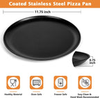 TeamFar Pizza Pan, 12 Inch Pizza Tray Round Baking Pan Set with Stainless Steel Core & Non-stick Coating, for Cooking Serving Roasting Prepping, Healthy & Oven Safe, Heavy Duty & Sturdy – Set of 2