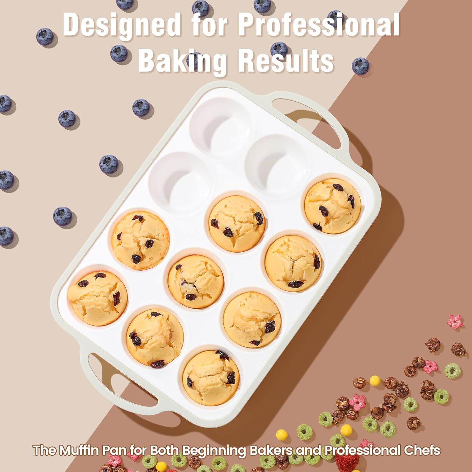 Silicone Muffin Pans for Baking 1 Pack, 2.6 Inch with Metal Reinforced Frame, Regular Size Nonstick Cupcake Pan 12 Cups for Baking Homemade Muffins, Dishwasher Safe BPA Free-Grey