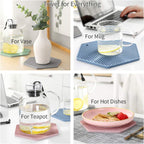 4 Packed Silicone Trivet Mats - DIY Different Size Dish Drying Mat, Hot Pot Holder for Pots & Pans, Non-Slip & Heat Resistant Kitchen Hot Pads for Countertops & Table,Merolet Red