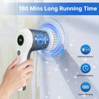 Electric Spin Scrubber, Cordless Shower Scrubber with Battery Level Display, 2 Speeds Electric Scrubber for Cleaning with 6 Replaceable Heads, Cleaning Brush for Bathroom/Sink/Window (Gray)