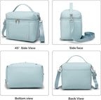 NOL Natural Organic Lifestyle Insulated Lunch Bags for Women Cooler Bag Lightweight Nylon Waterproof Lunch Box For Work (Light blue, Medium(normal))