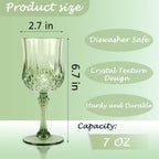 Plastic Wine Glasses，Plastic Goblets Vintage Style Cordial Drinking Glasses for Wedding Reception, Grand Event Party Supplies (12, New Green)