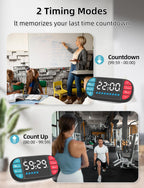 DOOMAY Digital Kitchen Visual Timer: 3.6'' Large LED Display, Magnetic, 3 Brightness, 4 Alarms, 4 Volume, Memory Function, Countdown Count up for Cooking, Classroom, Gym, AAA Battery Included (Black)