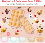 Silicone Muffin Pans for Baking 2 Pack, 2.6 Inch with Metal Reinforced Frame, Regular Size Nonstick Silicone Cupcake Pan for Baking Homemade Muffins, Cupcakes, Dishwasher Safe BPA Free-Yellow