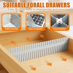 Blosssound 15pcs 5.12x 15 Tall Drawer Divider Adjustable Drawer Organizer DIY Ultra Deep Storage Organizer Separator with Fixed Buckle for Underwear Socks Dormitory Office Kitchen Bedroom(Grey)