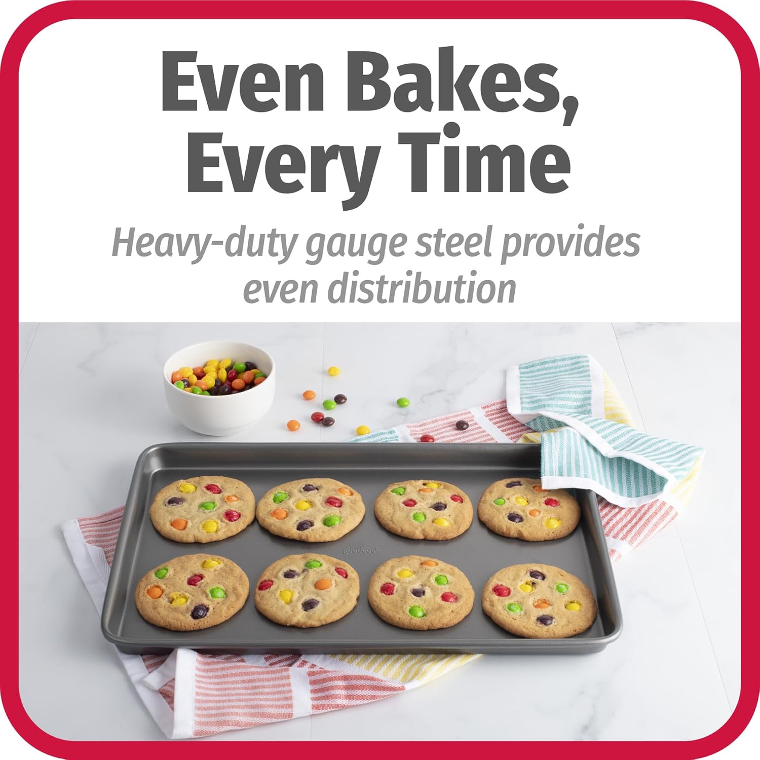 GoodCook Everyday Nonstick Carbon Steel Baking Sheet Set, 3 Pack – Small 13” x 9”, Medium 15” x 10”, Large 17” x 11” – Carbon Steel Cooking Pans, Cookie Sheet Bakeware Set