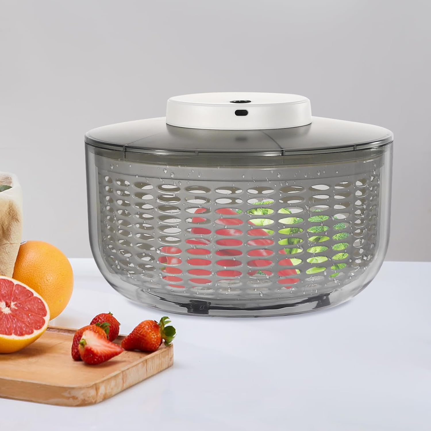 6L Electric Salad Spinner, Large Lettuce spinner, Fruit Vegetable Washer Dryer, Salad Dryer,Fruit Salad Washer for Home Kitchen Washing & Drying Leafy Vegetables