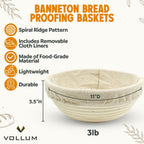 Banneton Bread Proofing Basket Sourdough Proofing Basket for Beginners & Professional Bakers, Handwoven Rattan Cane Bread Maker for Artisan Breads, 11 Inch x 3.5 Inch, 3-Pound Round Brotform