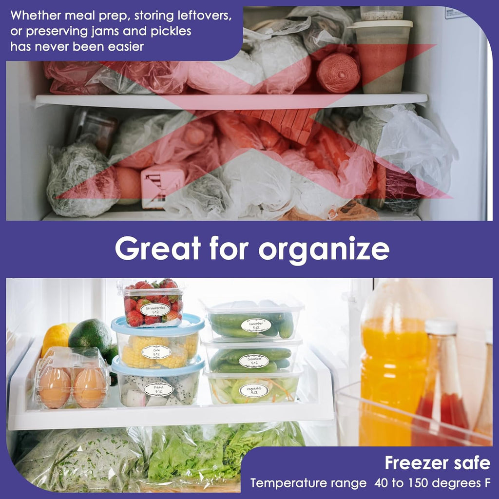 400 Dissolvable Canning Labels for Mason Jars, Small Pantry Labels 1 x 2⅛ inch, Water-Soluble Stickers-8 Designs