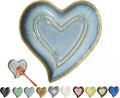 Ceramic Spoon Rest for Stove Top, Heart Cute Spoon Rest for Kitchen Counter, Cooking Spoon Holder for Kitchen Counter, Utensil Rest Spatula Rest Ladle Holder Tong Rest (Retro Sea Blue)