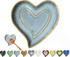 Ceramic Spoon Rest for Stove Top, Heart Cute Spoon Rest for Kitchen Counter, Cooking Spoon Holder for Kitchen Counter, Utensil Rest Spatula Rest Ladle Holder Tong Rest (Retro Sea Blue)