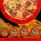 Adjustable Pie Crust Shields, Silicone Baking Protectors, Cover Ring Tools Fits 8-11.4 Inch Pies, Baking Pie Pizza Crust Shield Protector Cover for Edges ﻿ (Red 2 + Blue 2)