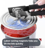 Commercial Can Opener, UHIYEE Hand Crank Can Opener Manual Heavy Duty with Comfortable Extra-long Handles, Oversized Knob, Large Handheld Can Open Easy for Big Cans, Black