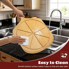 Wooden Pizza Peel 16 Inch, Large Bamboo Pizza Paddle Spatula - Serving Board, Wood Pizza Cutting Boards with 8 Slice Grooves and Handle for Kitchen Oven Pastry Pizzas