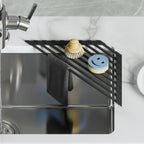 Dowell Over The Sink Roll-Up Triangle Dish Drying Rack Silicone Wrap, 9 Rods Dishwasher Safe, Food Safe, Heat Resistant, Foldable, Space-Saving, Multi-Purpose Sink Organizer for Any Surface