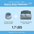 Omie OmieBox UP bento Box for Kids | Insulated Lunch Box | Leak Proof Vacuum Insulated Thermal Food jar | Cooler ice Pack | 2 Compartments (Graphite)