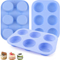 3-Pack 6-Cup Silicone Muffin Pans, Nonstick Cupcake Baking Molds, BPA/PFA-Free, Dishwasher & Oven Safe - Blue