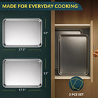 Baker’s Signature Stainless Steel Cookie Sheet Pan, Stainless Steel Baking Sheet Set of 2, Mirror Finish, Non-Stick, Rust Resistant, BPA Free, Dishwasher Safe, 17.5 x 13 Inch