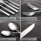 Silverware Set Flatware Set 40 Pieces Stainless Steel Cutlery Set Hexagonal Pattern Mirror Finished Home Daily Use Housewarming Wedding Gift Service for 8