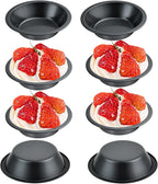 4 Inch Mini Pie Pans, 8 Pack Reusable Round Pie Tins Nonstick Pie Plate, Carbon Steel Mini Tart Pan, Small Cake Baking Set for Pizza Bread Meat Dessert,Black