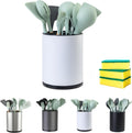 Utensil Holder,4-in-1 Large Kitchen Utensil Holder For Counter,Rotating Silverware Organizer Cooking Flatware Spoon Spatula Tool Cutlery Container Stainless Steel Caddy