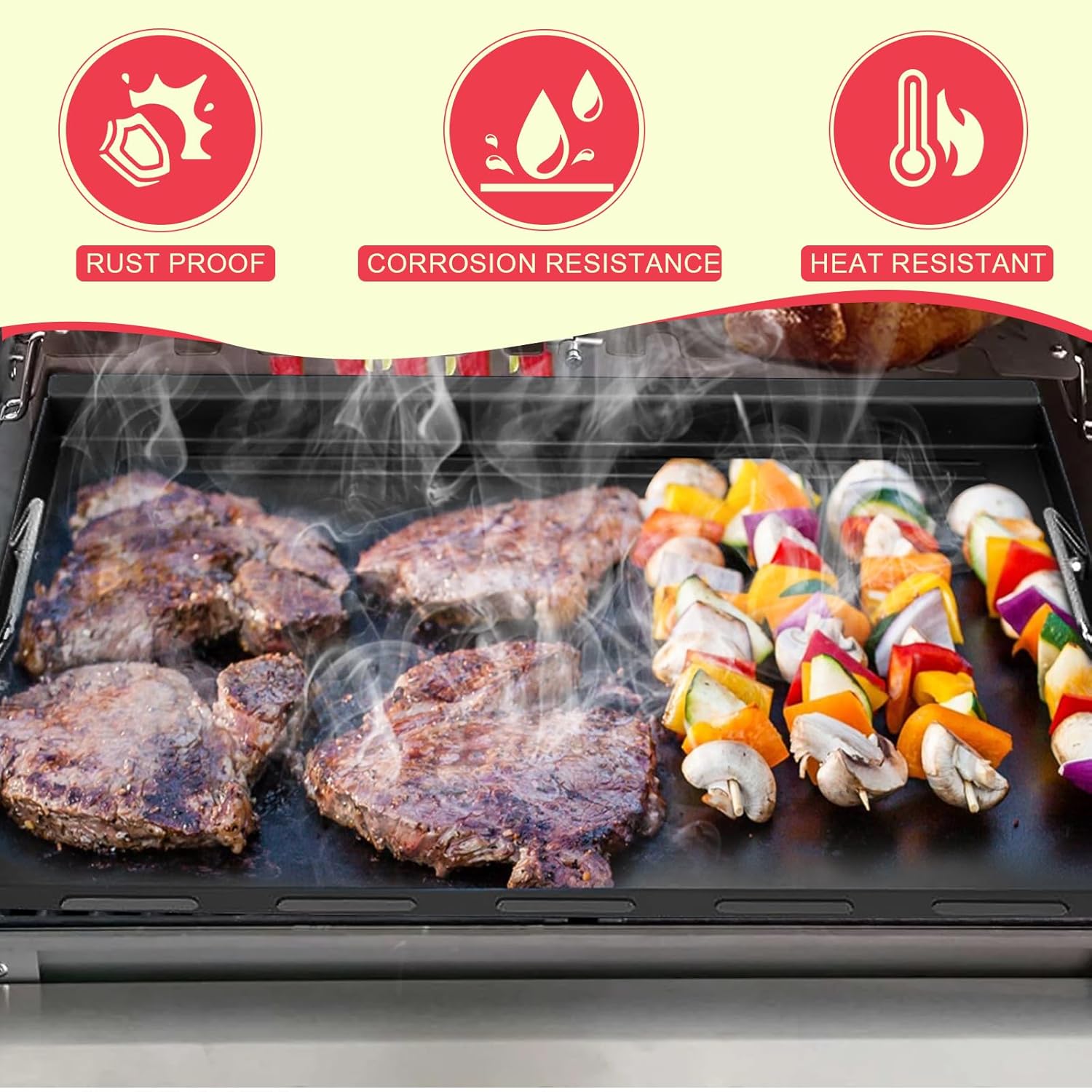 6787 Spirit 300 Full Size Griddle Insert for Weber Spirit I & II 300 Series Grill Accessories Spirit E-310 E-320 E-330 S-310 SP-310, Spirit 2 E310 S-310 Flat Top Griddle, Carbon Steel for 7638 7639