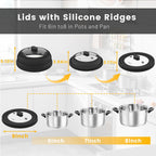 Microwave Splatter Cover, Collapsible Silicone Microwave Plate Cover with Glass for Food Splatter Guard Lid 9 inch Black