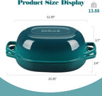 Enameled Cast Iron Dutch Oven Pot with Lid, Oval Dutch Oven for Bread Baking, Bread Oven for Homemade Sourdough Bread Baking, 7qt, Darkcyan