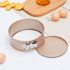 4 Pcs 6 Inch Non Stick Springform Pan with Removable Bottom Carbon Steel Round Springform Cheesecake Pan with Stainless Steel Spring Buckles for Baking Kitchens Restaurant(Champagne Gold)