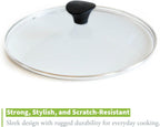 TECHEF 8 Inch Tempered Glass Lid – Fits 8” Frying Pans and Pots – Steam Vent, Stainless Steel Rim – Oven & Dishwasher Safe – Made in Korea