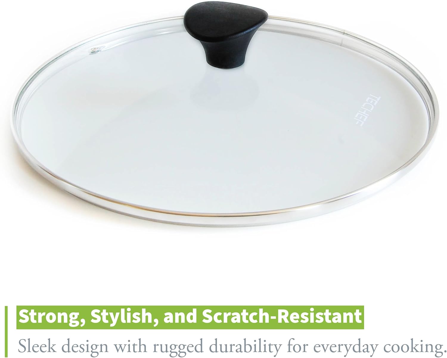 TECHEF 12 Inch Tempered Glass Lid – Lid for 12” Pans and Skillets – Steam Vent, Oven & Dishwasher Safe – Tempered Glass – Made in Korea